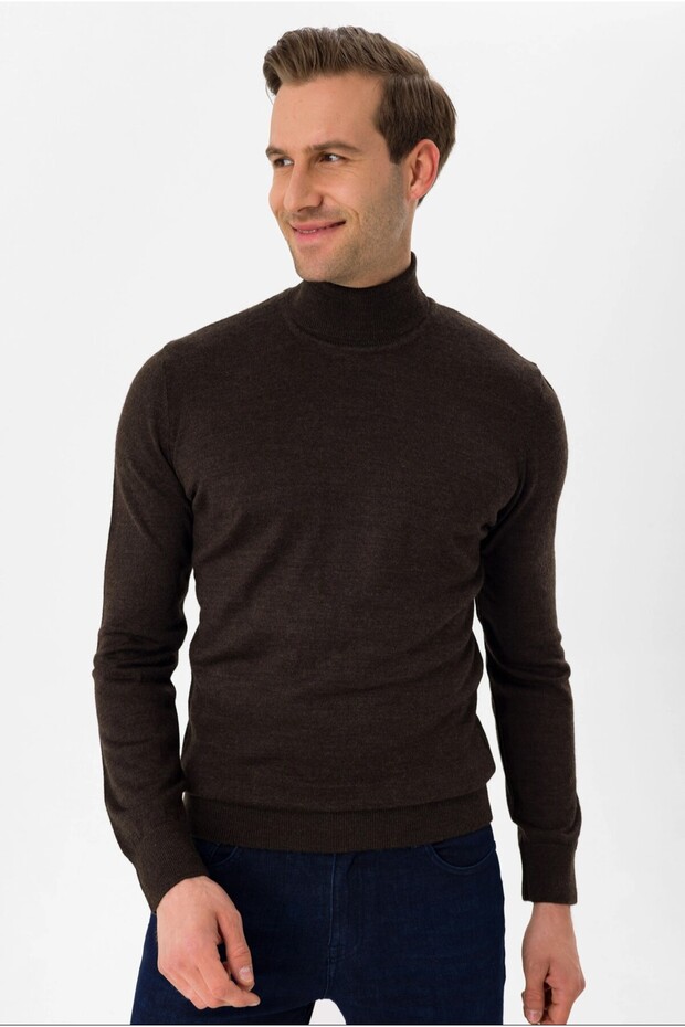 Balıkçı Yaka Regular Düz Triko - 2