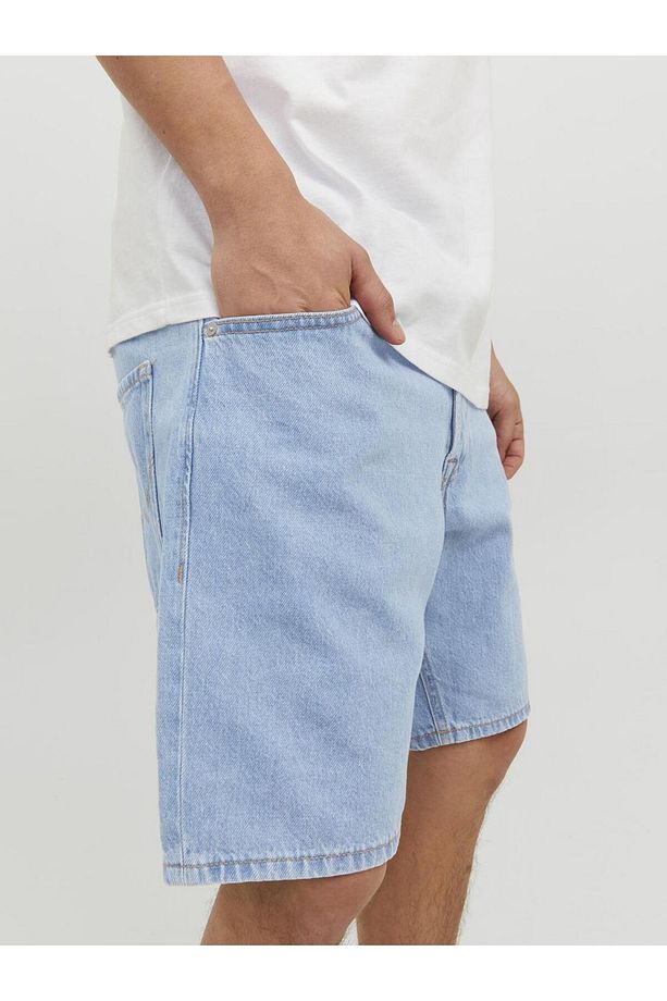 Erkek Relaxed Fit Düz Denim Kot Şort - 12223606 - 6