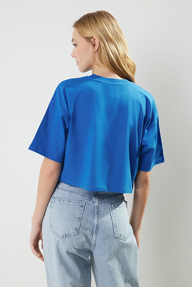 Saks %100 Kalın Pamuklu Crop Örme T-Shirt TWOSS23TS00038 - 6