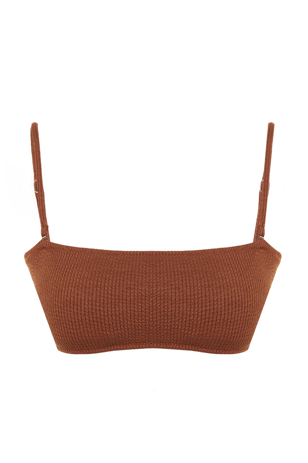 Kahverengi Straplez Kaplı Bikini Üstü TBESS24BU00066 - 6