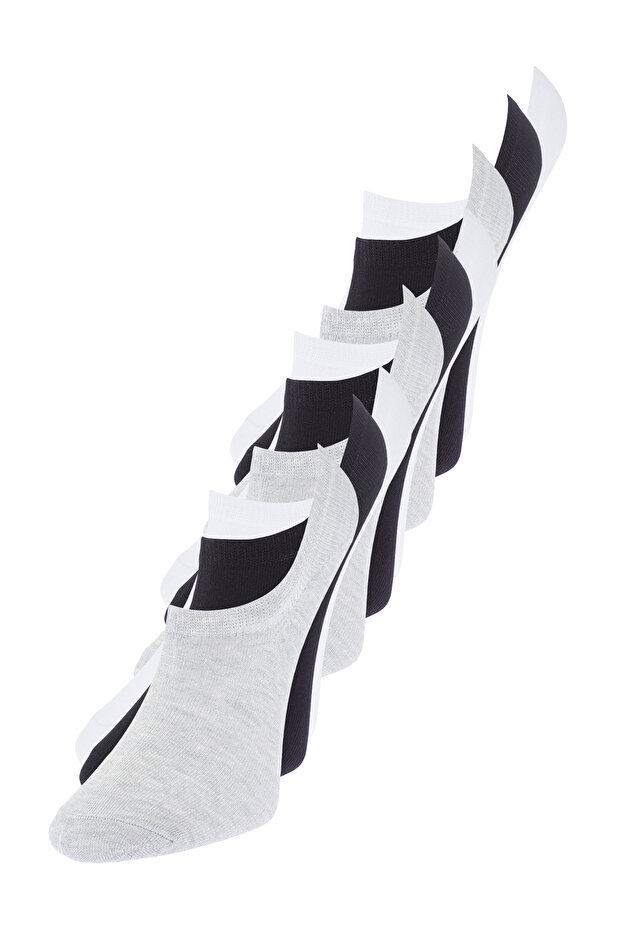 Çok Renkli 10'lu Paket Pamuklu Basic Düz Renk Sneaker-Kısa-Bilek Altı Çorap TMNSS24CO00003 - 4
