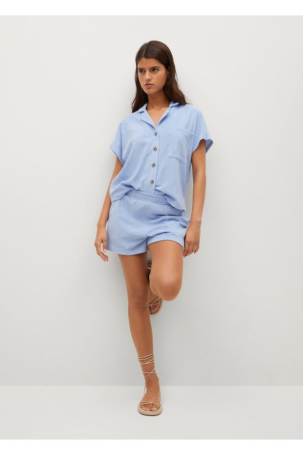Women's Sky blue Polo Neck T-shirt