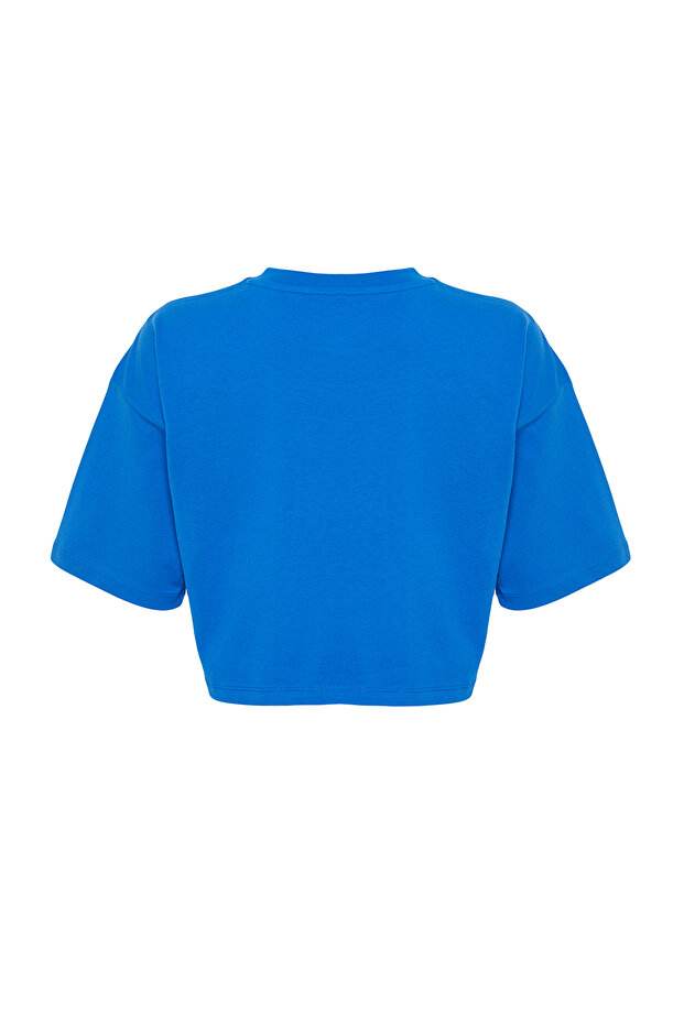 Saks %100 Kalın Pamuklu Crop Örme T-Shirt TWOSS23TS00038 - 8