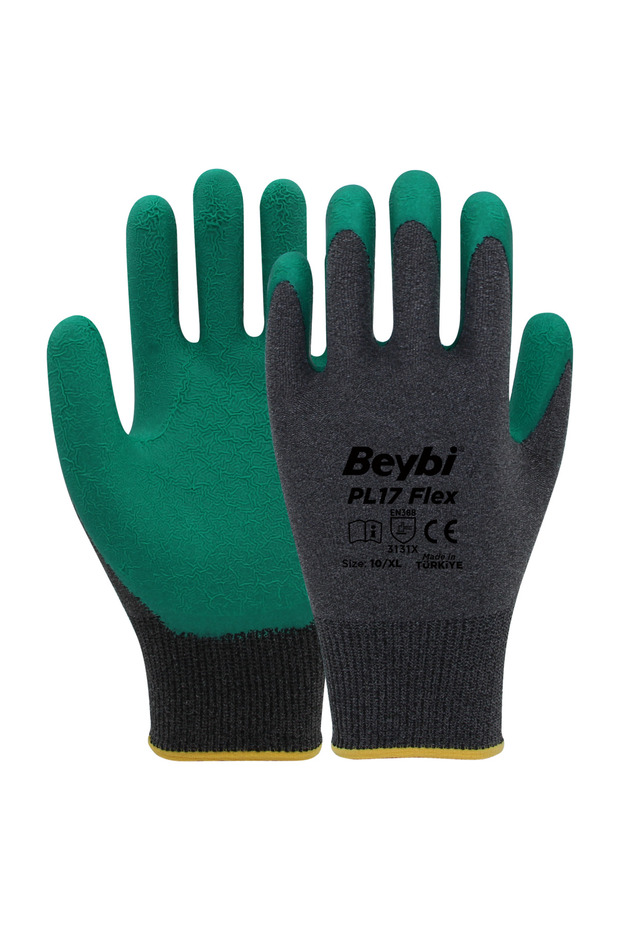 PL17 Flex Likralı İpten Örme Lateks Eldiven 12 Çift - 1