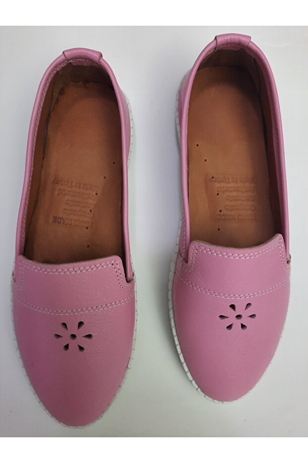 Inside and Outside 100% Genuine Leather Pink Color Classic Ballerinas