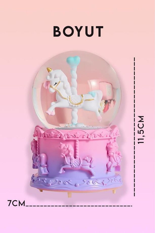Unicorn Tasarımlı Işıklı Kar Küresi - 8