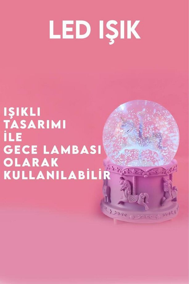 Unicorn Tasarımlı Işıklı Kar Küresi - 4