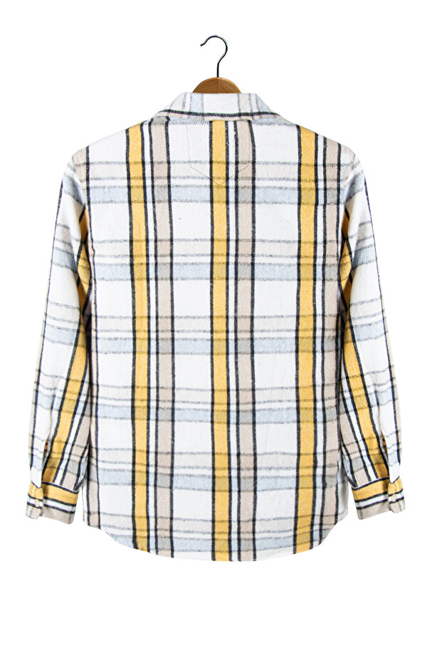 Sarı Regular Kalıp Gömlek Yaka Ekoseli Oduncu Gömlek - 5