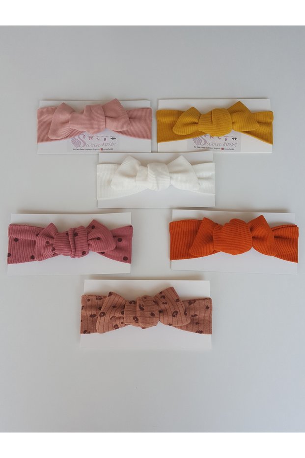 Girl's Baby Bandana Buckle Set 6-Piece Ribbed Set Pink Mustard Orange Brown Cream and Spotted