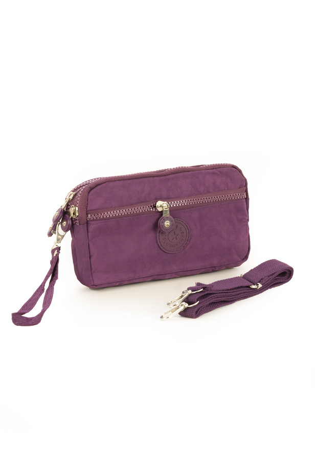 Crinkle/Clinker Waterproof 4 Zippers Thick Shoulder Strap Mobile Phone Carrying Hand Bag Wallet 1215