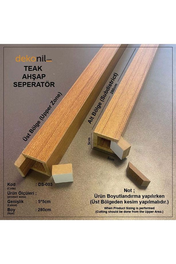 Kare Ahşap Seperatör Duvar Bölme Profili 5*5*280 Cm (1 Adet) - 3