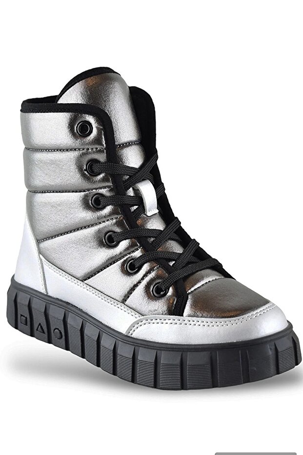 Kız Çocuk Bağcıklı Fermuarlı Yumuşak Hafif Kar Botu - 4