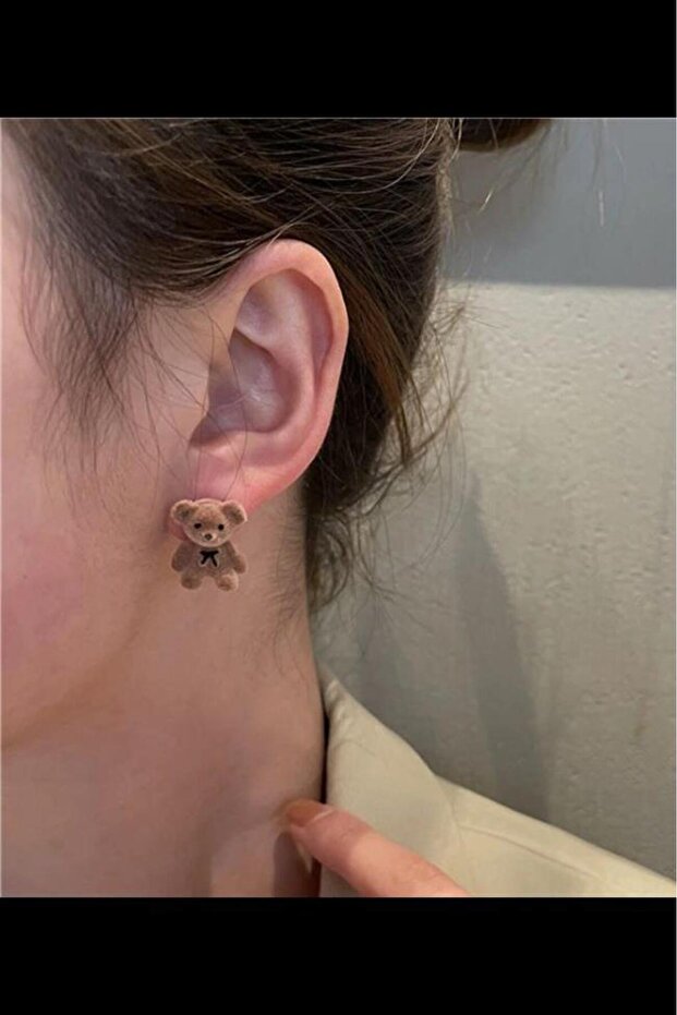 Women's Vip Series Minimal Teddy Bear Model Special Design Brand Earring Set