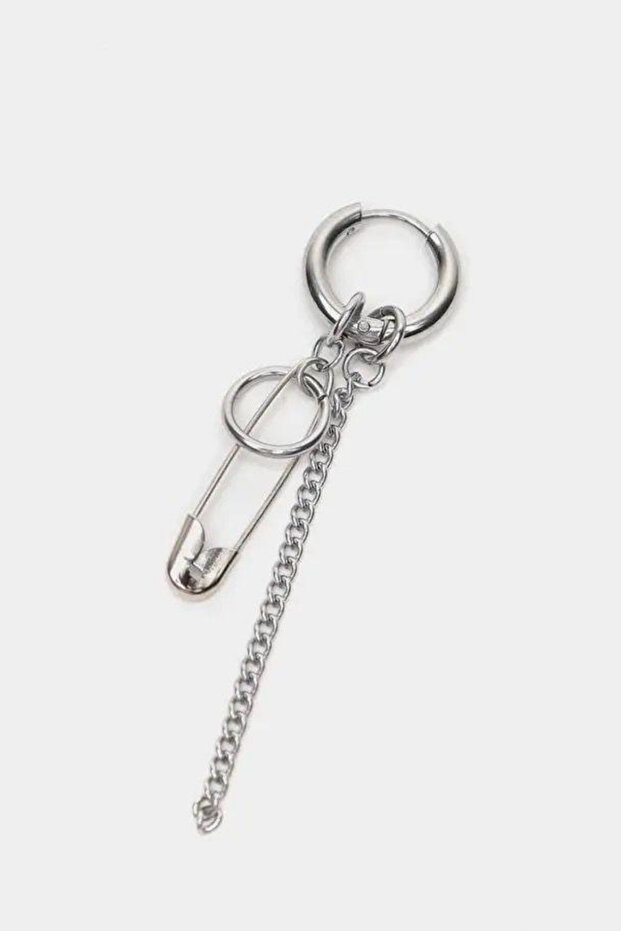 Unisex 316l Surgical Steel Dangle Hook Figure Chain Hoop Earrings