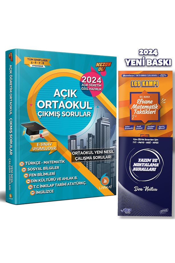 2024 Açık Ortaokul Çıkmış Sorular, Çalışma Soruları Efsane Sınav Seti - 5.6.7.8. Sınıf Soru Bankası - 1