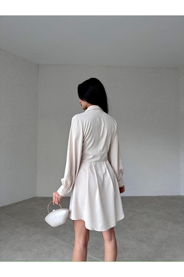 Gömlek Formlu Mini Elbise - 3