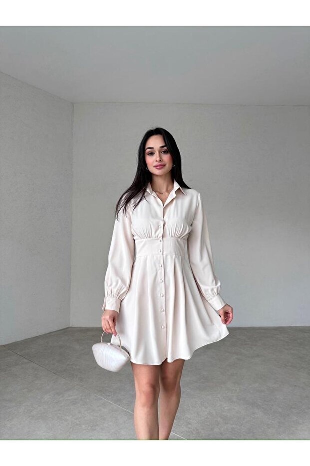 Gömlek Formlu Mini Elbise - 2
