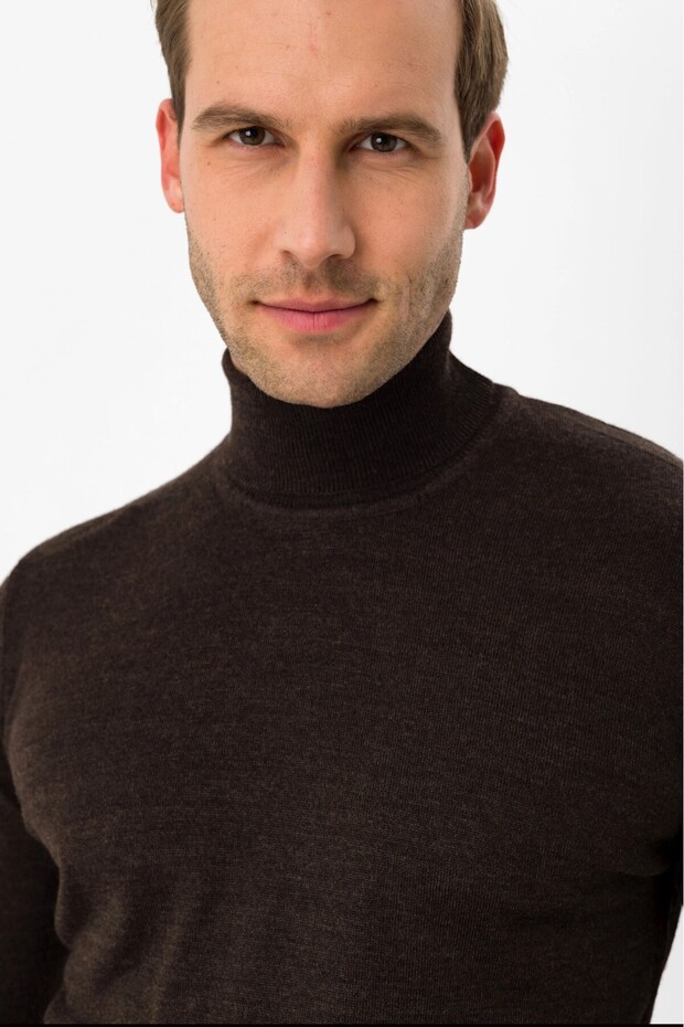 Balıkçı Yaka Regular Düz Triko - 3