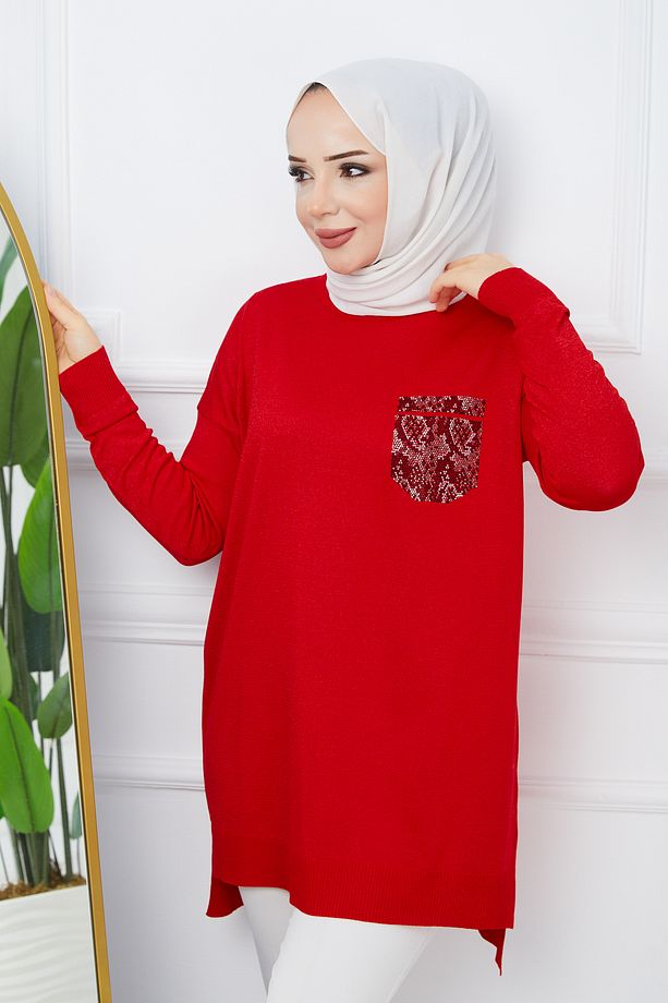 Kadın Merserize Simli Triko Tunik - 3