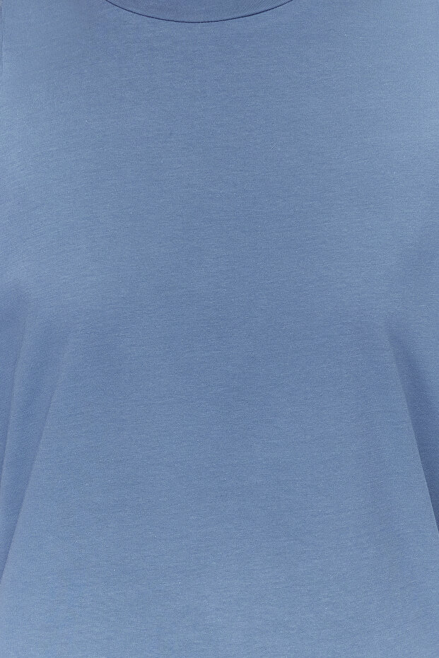 İndigo %100 Pamuk Vatka Görünümlü Basic Bisiklet Yaka Örme T-Shirt TWOSS20TS0021 - 4
