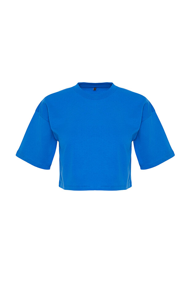 Saks %100 Kalın Pamuklu Crop Örme T-Shirt TWOSS23TS00038 - 7