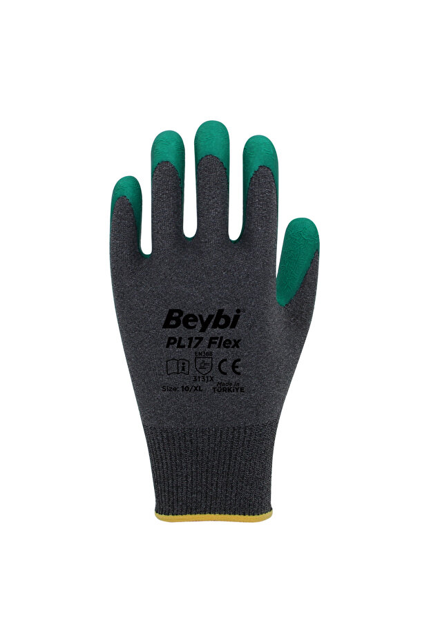 PL17 Flex Likralı İpten Örme Lateks Eldiven 12 Çift - 2