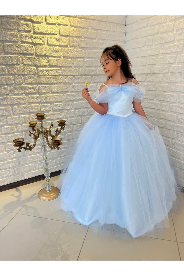 زي الأميرة سندريلا للفتيات - أزرق