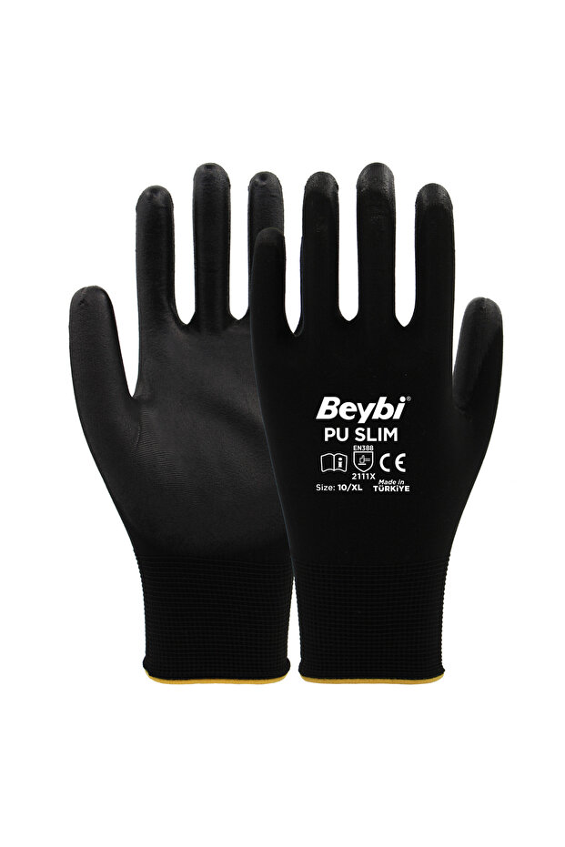 PU SLIM Poliüretan Kaplı Polyester Örme Eldiven 12 Çift - 1