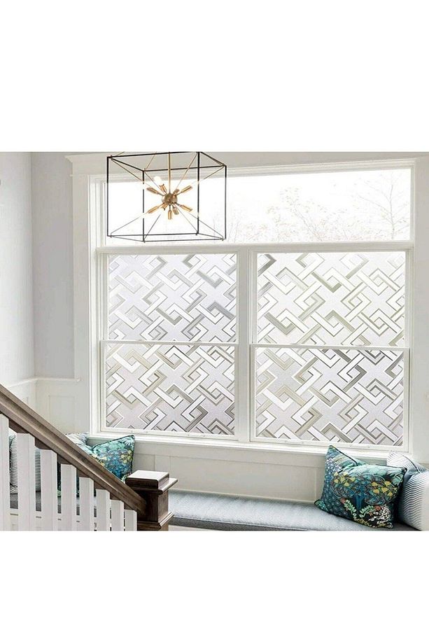 60cm X 1 Metre Buzlu Statik Yapışkansız Kumlama Cam Folyo Ev Balkon Duşakabin Desenli Cam Filmi F400 - 5