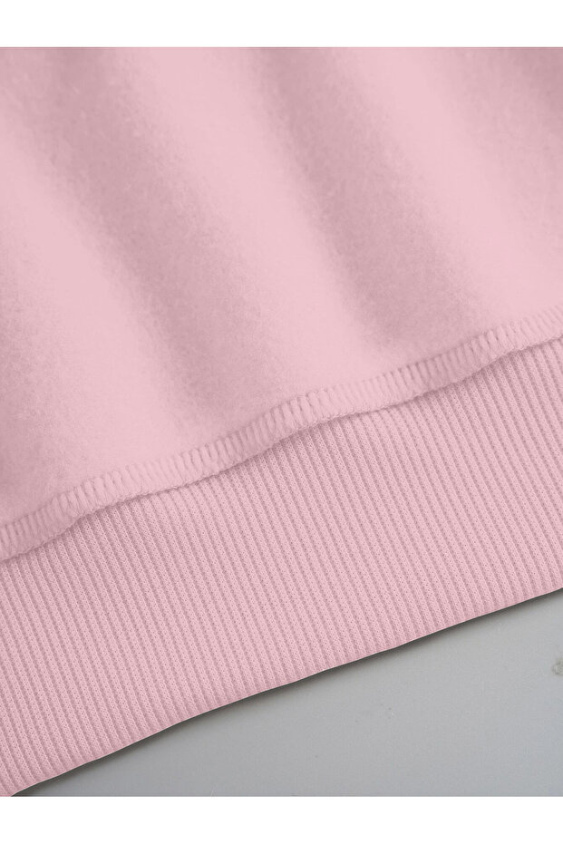 Kadın Basic Crop İçi Polarlı Oversize Sweatshirt - 4