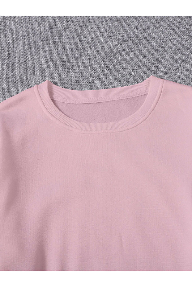 Kadın Basic Crop İçi Polarlı Oversize Sweatshirt - 3
