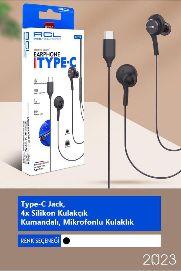 K1-53 Shasha Series™ S20+ Mikrofonlu Kumandalı Kulakiçi Kulaklık Type-C Jack - 1