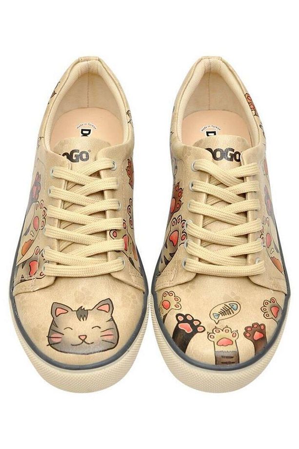 Kadın Vegan Deri Bej Sneakers - Yummy Tasarım - 6