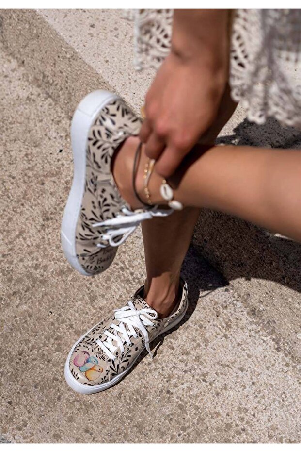 Women's Vegan Leather Beige Sneakers - Best Buddies Design