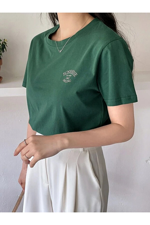 zumrut green sunshine printed Oversize T-shirt