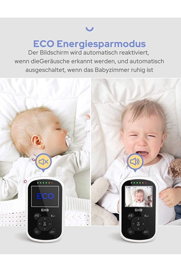 Kameralı Video, Bebek Monitörü, 2,4 GHz, İnterkom Fonksiyonu, Eco Modu, Gece Görüşü - 5