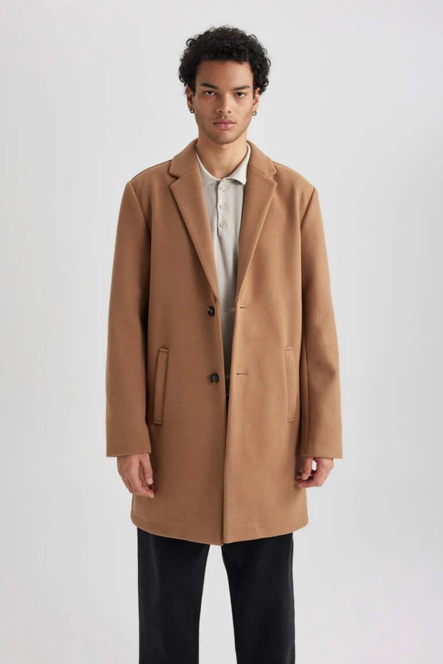 Y8903Az/Bn283 Defacto Men's Coat Camel