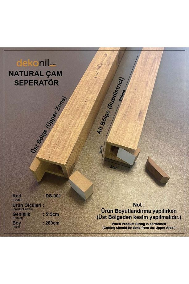 Kare Ahşap Seperatör Duvar Bölme Profili 5*5*280 Cm (1 Adet) - 3