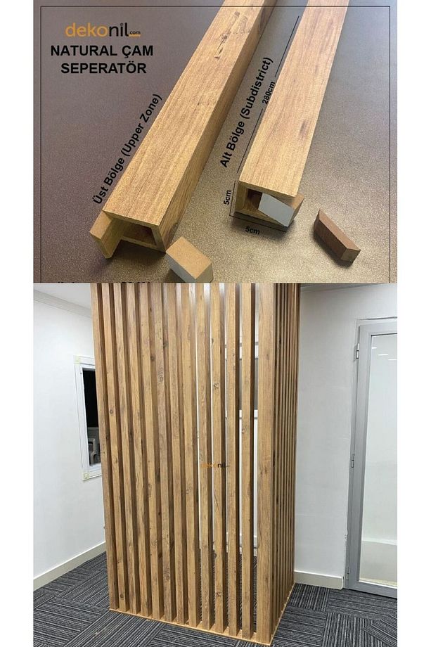 Kare Ahşap Seperatör Duvar Bölme Profili 5*5*280 Cm (1 Adet) - 1