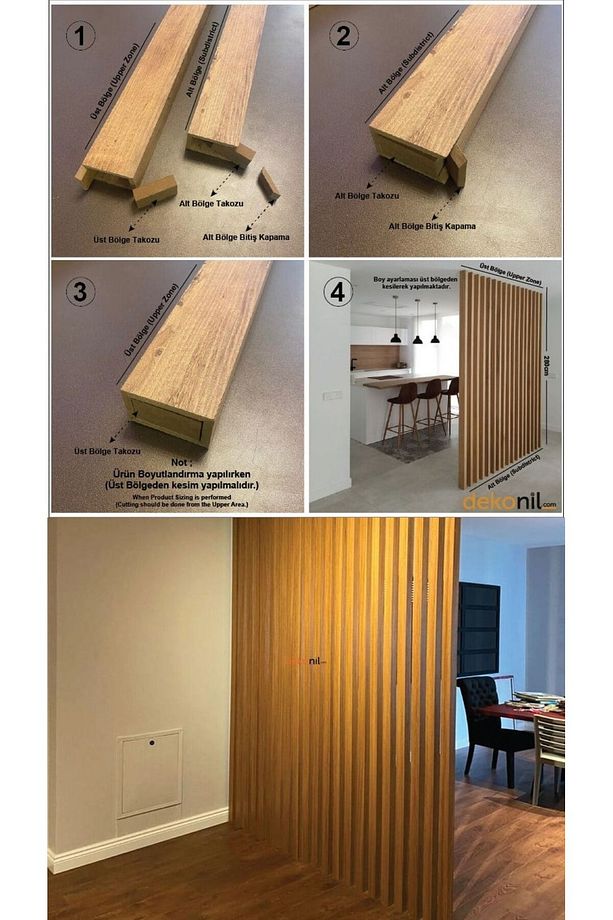 Kare Ahşap Seperatör Duvar Bölme Profili 5*5*280 Cm (1 Adet) - 5