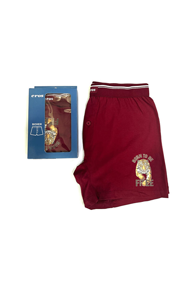 Sol Paça Baskılı Boxer Bordo - 1