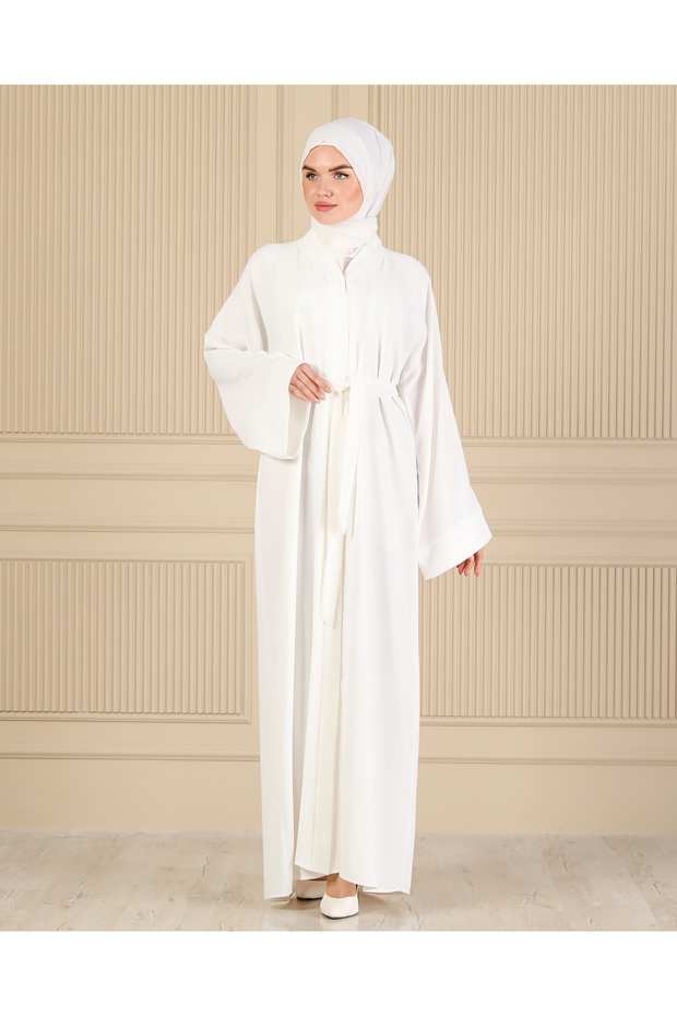 WHITE Plain Plain FERACE & ABAYA - 2