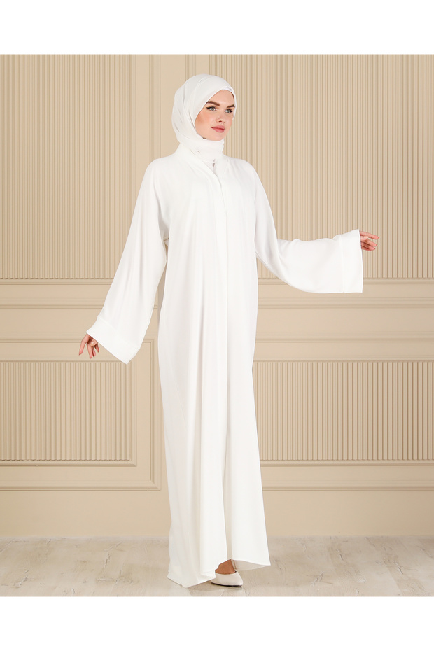 WHITE Plain Plain FERACE & ABAYA - 4