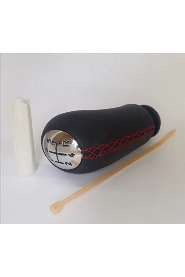 Renault Clio 4 After 2012 Gear Shift Knob (BLACK LEATHER RED STITCH)