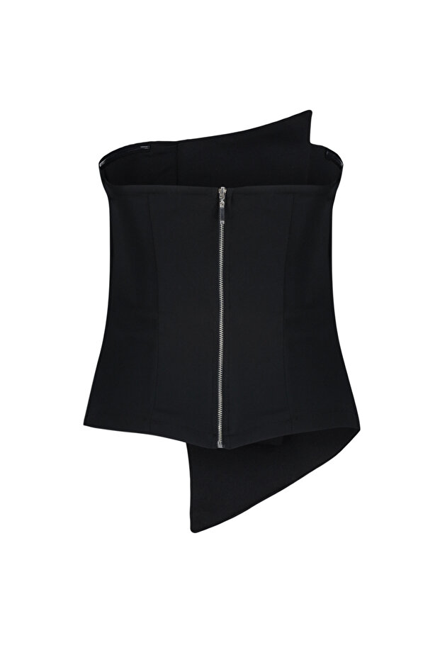 Siyah Vücuda Oturan Dokuma Bluz TPRSS24BZ00008 - 9