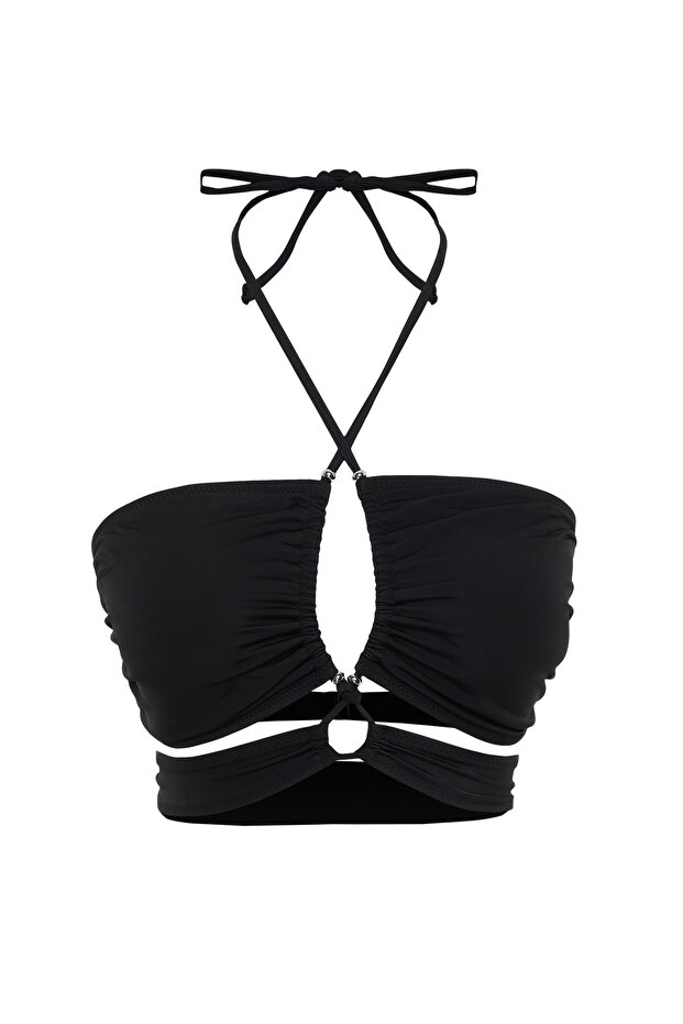 Siyah Tünelli Straplez Kaplı Bikini Üstü TBESS22BU0335 - 14
