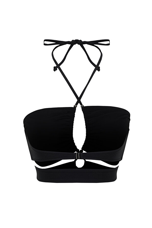 Siyah Tünelli Straplez Kaplı Bikini Üstü TBESS22BU0335 - 16