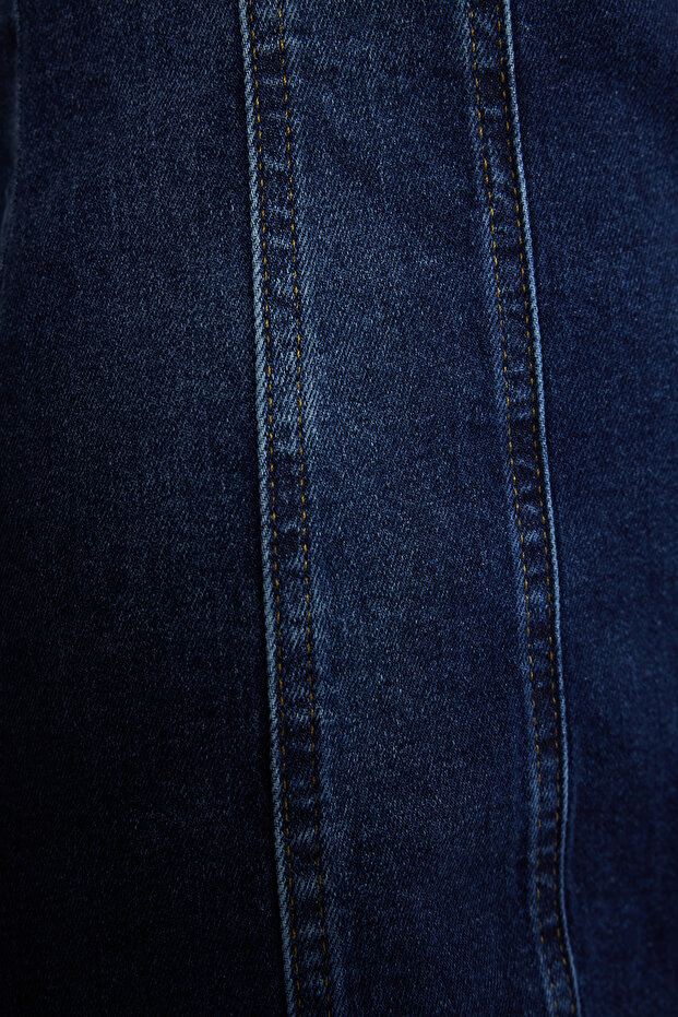 Mavi Dikiş Detaylı Fitted/Vücuda Oturan Mini Comfort/Esnek Denim Elbise TWOSS24EL00284 - 11