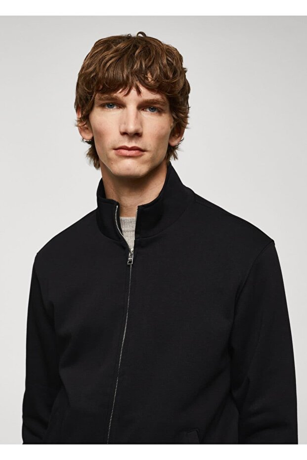 Fermuarlı pamuklu sweatshirt - 6