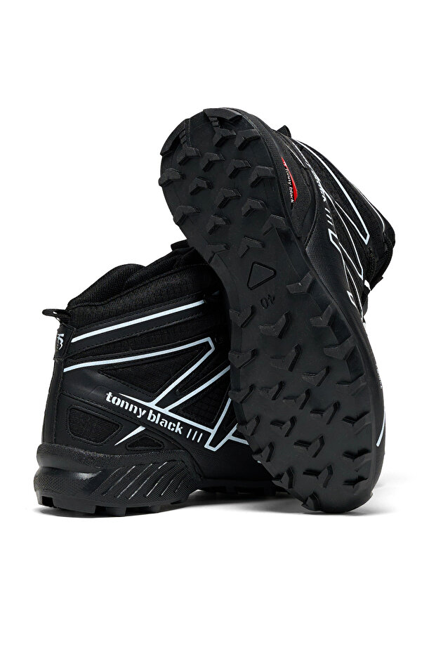 Uniszex fekete-fehér kényelmes túracipő - 4